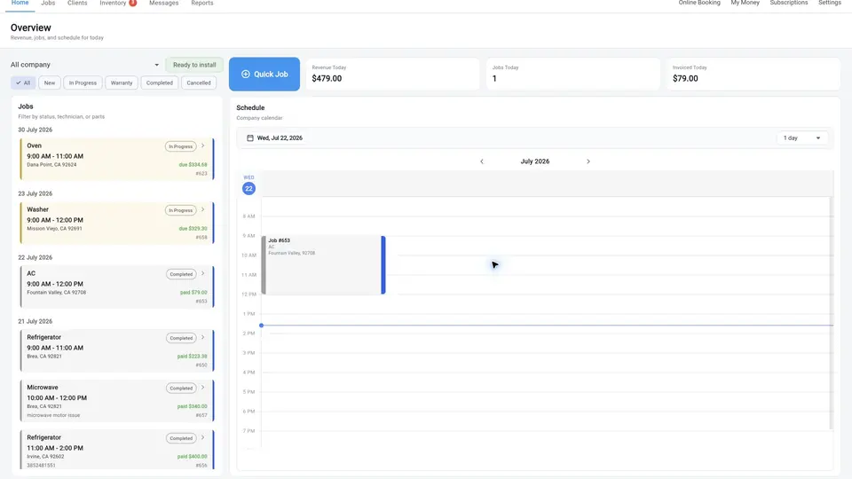 Taskrol mobile app for appliance repair technicians